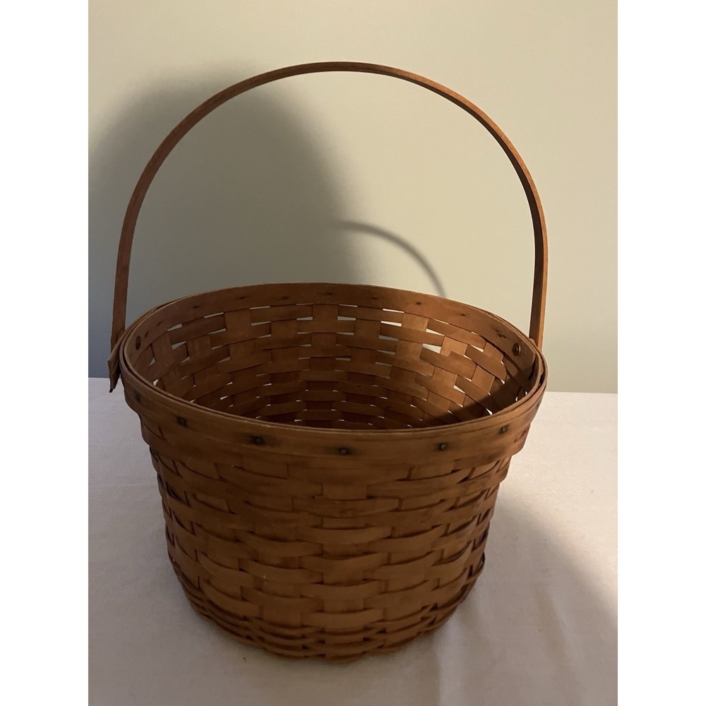 Extra Large Country Longaberger Basket Handwoven 1991 USA OHIO Swinging Handle
